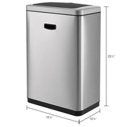 Indoor Rectangular Motion Sensor Trash Can with Plastic by Global Industrial – 12.0 gallons, Stainless Steel, Silver, Model EK9233MT-45L