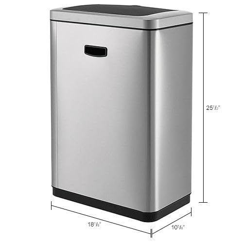 Indoor Rectangular Motion Sensor Trash Can with Plastic by Global Industrial – 12.0 gallons, Stainless Steel, Silver, Model EK9233MT-45L