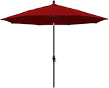 California Umbrella 11' Round Aluminum Market Umbrella, Crank Lift, Collar Tilt, Bronze Pole, Sunbrella, Jockey Red