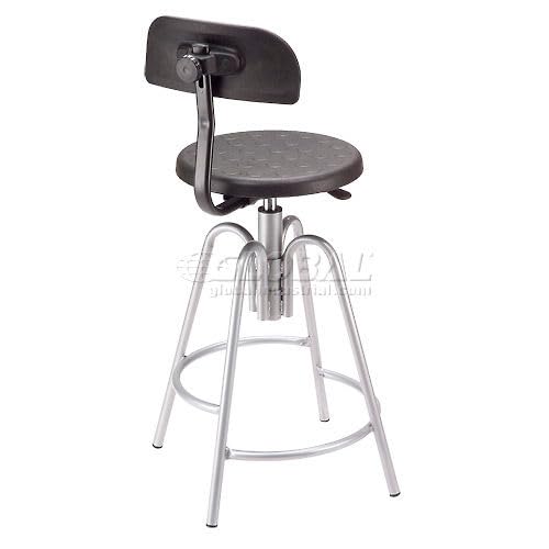 Polyurethane Shop Stool with Backrest Black by Global Industrial – Polyurethane, Black, Model A812TS