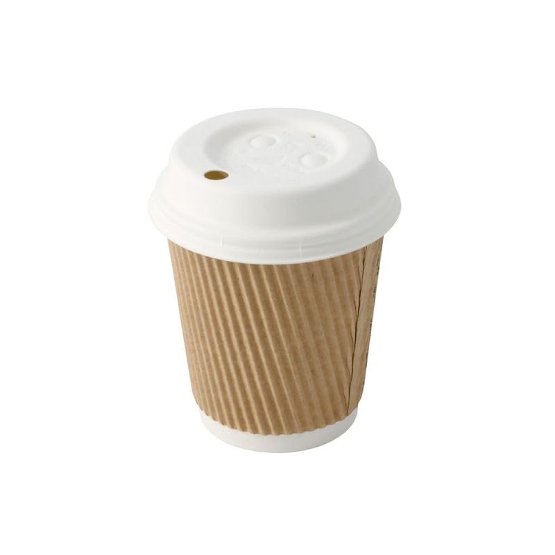 Pack of 50 Cardboard Lids with Drinking Opening I Coffee-to-Go Lid Diameter 80 mm White I For Coffee-to-Go Paper Cups I ble & Compostable I Coffee Cup Lid with Drinking