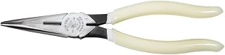 KLEIN TOOLS D203-8-GLW Long Nose Pliers, Hi-Viz Glow In the Dark Pliers with Extended Grips For Reach and Leverage, 8-Inch