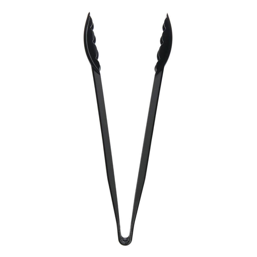 Scalloped Plastic Serving Tongs - 12"L by HUBERT – Medium, Polycarbonate, Black, Model 411003