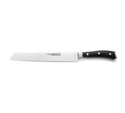 Classic IKON 9" Double-Serrated Bread Knife by Wüsthof – 9", High carbon stainless steel, synthetic handle, Black, Stainless, Model 4163-7/23