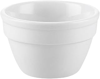 CAC China RCN-B544 Deep Stacking Bowl 8oz 4" Porcelain Round, Super White, Set of 48