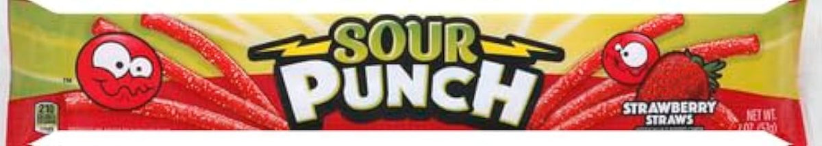 American Licorice Strawberry Sour Punch Straw Candy -- 288 per case.