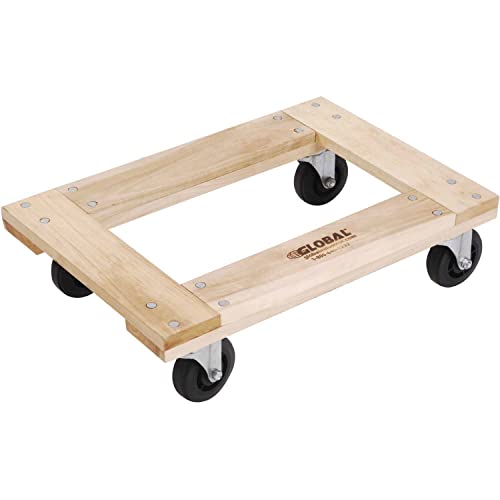 Hardwood Dolly - Open Deck by Global Industrial – 36.5"L x 24"W x 5"H, Wood, Brown, Model 952152