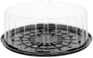 PACTIV Showcake APET Plastic Round Cake Container Black/Clear, 9.25" Inside x 10.25" Outside | 100/Case