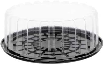 PACTIV Showcake APET Plastic Round Cake Container Black/Clear, 9.25" Inside x 10.25" Outside | 100/Case