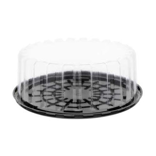 Showcake APET Plastic Round Cake Container Black/Clear by PACTIV – 9.25" Inside x 10.25" Outside, Plastic, Clear, Pack of 100, Model YEH89802