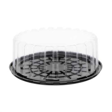 Showcake APET Plastic Round Cake Container Black/Clear by PACTIV – 9.25" Inside x 10.25" Outside, Plastic, Clear, Pack of 100, Model YEH89802