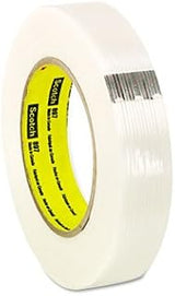 3M Scotch 897 Polypropylene Film Filament Tape, 170 lbs/in Tensile Strength, 60 yds Length x 1" Width, Clear (Case of 36)