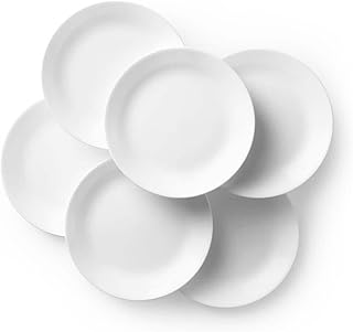 Corelle White Winter Frost Glass Dinner Plates Chip & Crack Resistant Glass Dinnerware Set Plates, 10-1/4" Dia. (Pack of 6 Plates)
