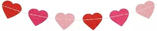 Mini Glitter Hearts Banner - Valentine's Day Red and Pink Mini Garland - 9 Feet