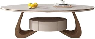 Mesa para Centro De Sala Living Room with Drawers Coffee Table Table Home Small Household Simple Oval Rock Slab Tea Table Coffee Table(140x80x42cm)