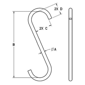 3/8" S-Hook by M&W – Steel, Black, Model 14191