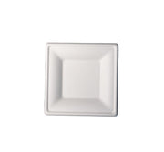 White Square Compostable Fiber Plates by KITCH24/7 – 6 Inch, Molded Fiber, White, Pack of 500, Model KC-8X8P-NPAW