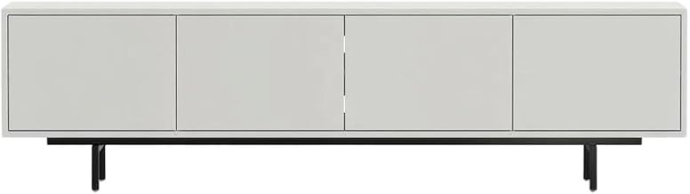 Furnifact White Laminate TV Console, 4 Doors, Engineered Wood, Modern Transitional Industrial Style, Stylish, Durable Entertainment Center