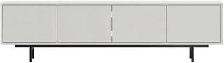 Furnifact White Laminate TV Console, 4 Doors, Engineered Wood, Modern Transitional Industrial Style, Stylish, Durable Entertainment Center