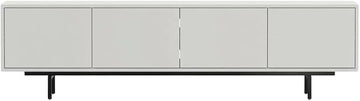 Furnifact White Laminate TV Console, 4 Doors, Engineered Wood, Modern Transitional Industrial Style, Stylish, Durable Entertainment Center