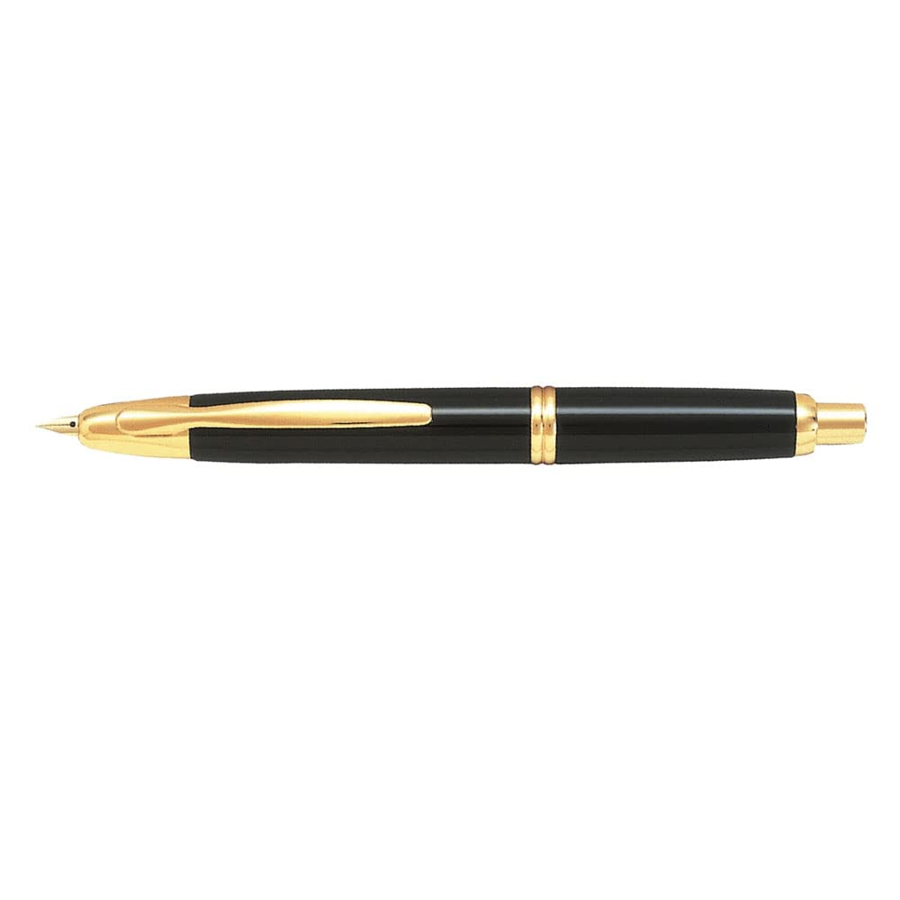 Capless Medium Retractable Fountain Pen with Gold Trim by PILOT – 1 Count (Pack of 1), Metal, Black, Model 604100101