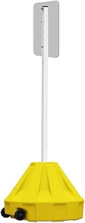Plasticade Roll-A-Post Portable Sign Post with 60" Power Post Plastic Signpost, Designed for Schools, Sidewalks or Parking Lots, Durable and Resistant to Weathering, Yellow Base with White Post