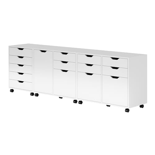 Winsome White / 3 Doors, 12 Drawers / Transitional Storage Cabinets