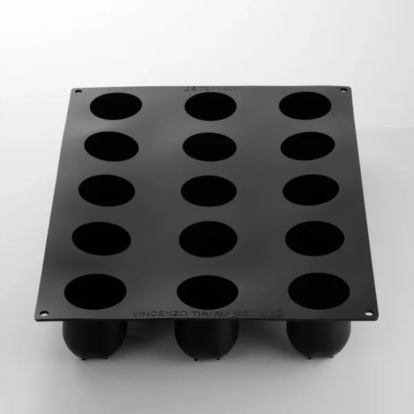PX43113 Silicone Pan with 15 Cavities 2.17 Inch Diameter x 2.56 Inch High by Pavoni – 2.17" Dia. x 2.56" H, 130 milliliters, Silicone, Black, Model Panettone
