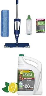 Bona Multi-Surface Floor Premium Spray Mop - Includes Multi-Surface Floor Cleaner Concentrate and Machine Washable Microfiber Cleaning Pad + Multi-Surface Floor Cleaner Refill - 128 fl oz - Lemon Mint