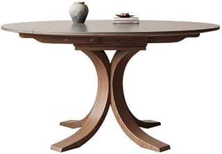 Mesa para Centro De Sala Round Retractable Folding Rock Plate Dining Table Solid Wood Small Household Modern Simple Square Round Dual-use Variable Round Table Coffee Table(150x150x76cm)