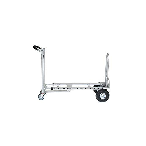 Aluminum 3-in-1 Convertible Hand Truck with Pneumatic Wheels by Global Industrial – 54"L x 19.5"W x 7"H, Aluminum, Gray, Model CP585-385