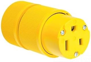 Pass & Seymour D0653 Gator Grip Grounding Straight Blade Connector 50 Amp, 250 Volt AC, 2-Pole, 3-Wire, NEMA 6-50R, Yellow,
