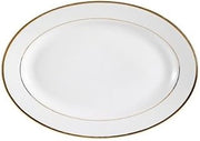 CAC China Golden Royal 10 Inch White Oval Platters with Gold Trim 24 Ct