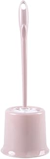 Compact Size Plastic Handle Toilet Brush Set with Stand Corner Cleaning Brushes Detachable Round Nylon Head WC Bathroom Accessories Classical Splash-Proof(Pink)