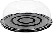 PACTIV RPET 9 inch Black Base Cake Container with 3.5 inch Rose Dome Lid, 64 Ounce Capacity - 80 per case.