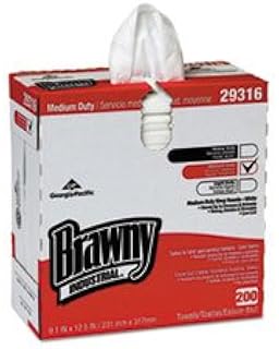 Georgia Pacific PROFESSIONAL Brawny Industrial Lightweight Shop Towel, 9 1/10" x 12 1/2", White, 2000/Carton