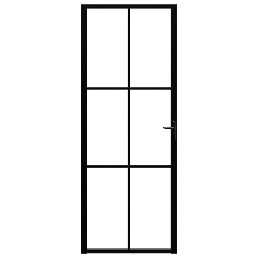 Interior Doors 29.92 x 79.33 in Aluminium Black and Transparent by vidaXL – 76 x 201.5 cm, Tempered Glass, Black and Transparent, Model 151202