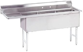 Advance Tabco - FC-3-1620-18L-X - 16 in x 20 in x 14 in 3 Compartment Sink w/Left Drainboard