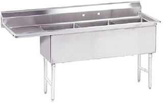 Advance Tabco - FC-3-1620-18L-X - 16 in x 20 in x 14 in 3 Compartment Sink w/Left Drainboard