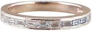 1.4ct Baguette Cut Moissanite Wedding Band Channel Half Eternity Rose Gold Plated