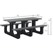 Outdoor 6' Rectangular Picnic Table by Global Industrial – Recycled Plastic, Grey, Model 271677GY