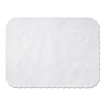 Hoffmaster TC8704472 19" Length x 14" Width, White Paper Scalloped Edge Embossed Anniversary Traycover (Case of 1,000)