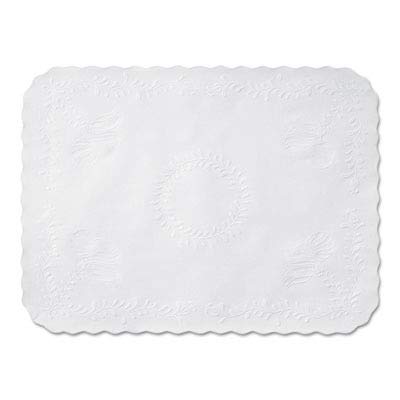 Hoffmaster TC8704472 19" Length x 14" Width, White Paper Scalloped Edge Embossed Anniversary Traycover (Case of 1,000)