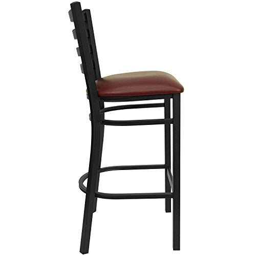 Flash Furniture Burgundy Vinyl Seat/Black Metal Frame / Set of 1 / Traditional Barstools