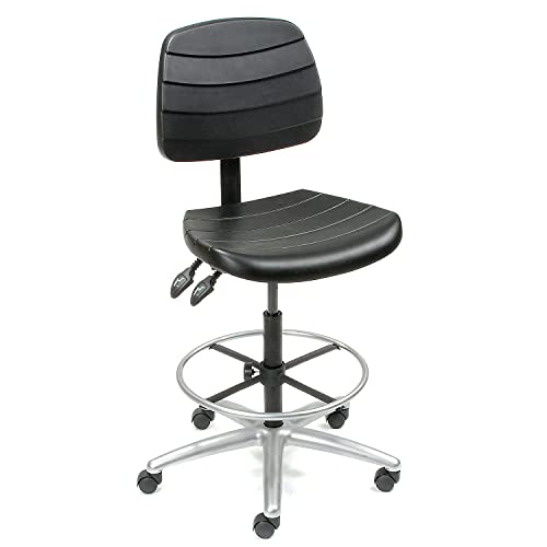 Deluxe 5 Way Adjustable Polyurethane Shop Stool by Global Industrial – 25 inches (W) x 26 inches (L) x 8 inches (H), Polyurethane, Black, Model 250612