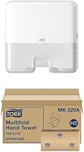 Tork Xpress Mini Multifold Hand Towel Dispenser White H2, One-at-a-Time Dispensing, Elevation Range + Multifold Hand Towel, 100% Recycled, FSC, Compatible with H2 Dispensers, 16 Packs x 250 Sheets