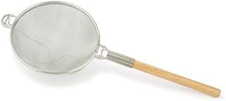 Royal Industries Double Mesh Strainer, Tin Plated & Wood Handle, 14'', Tan