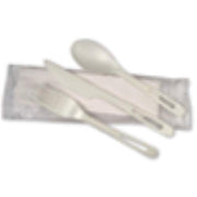 TPLA To Go Utensils/Cutlrey (Fork, Knife, Spoon, Napkin) in compostable wrapping! Case of 250.