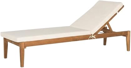 Brown Sunlounger, Outdoor Lounge Chair, Ca Foam Filling, Weather-Resistant Polyester, Brass Hardware, Acacia Wood Frame