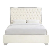 Starlight Canyon Home Fully Upholstered Platform Bed, Button-Tufted Velvet Queen Bed Frame with Headboard and Footboard for Bedroom, White Velvet - image 5